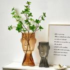 H31cm Gray Modern Transparent Glass Vase - Decorative Home Office Flower Holder