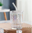 400ml Clear Glass Tumbler Water Cup with Straw and Lid Sealed Carry On for Daily Use