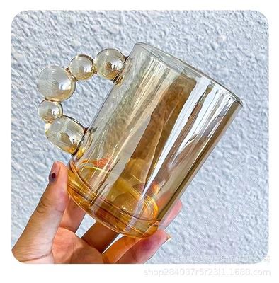 350ml Designed Glass Cup With Handle Reusable