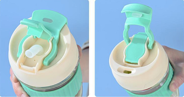 350ML Glass Tumbler with Silicone Sleeve Glass Cups with Lids and Straws Portable Iced Coffee Glasses